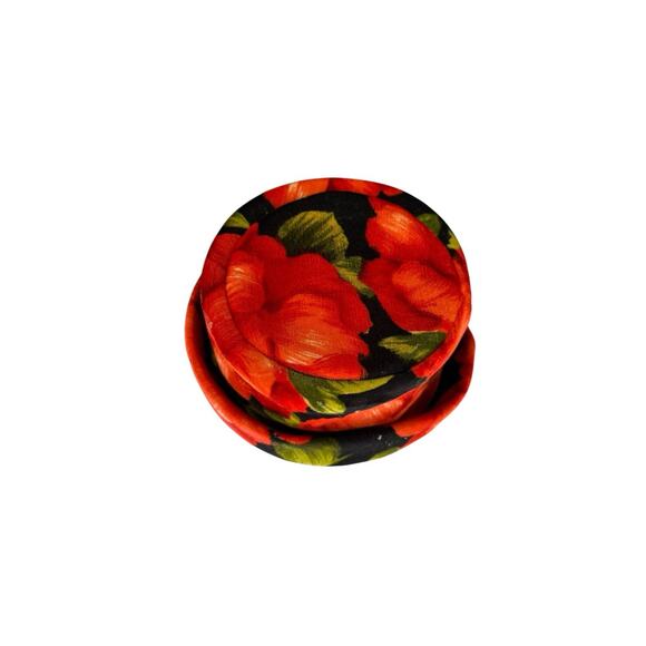 Union Made Vintage Floral Black Red Velvet With Bow Bucket Hat main image 11